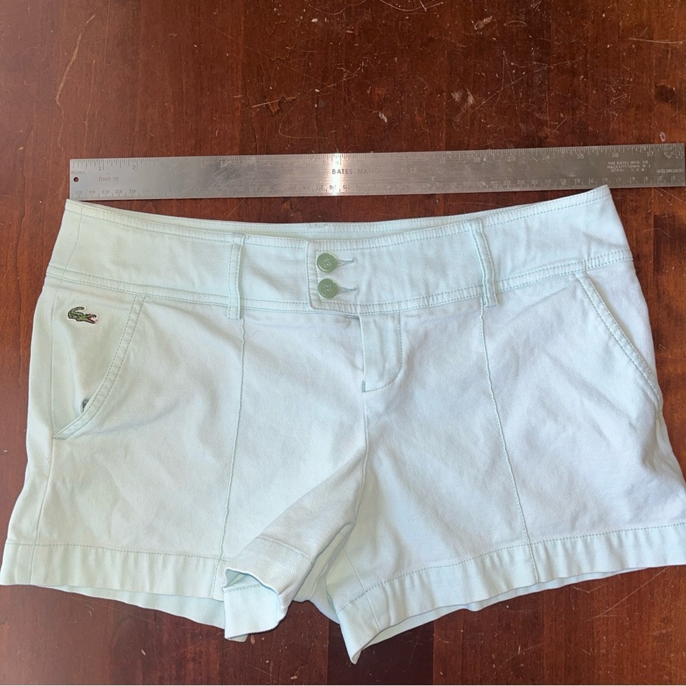 Lacoste Izod Women's Pale Aqua Cotton elastane Shorts 40